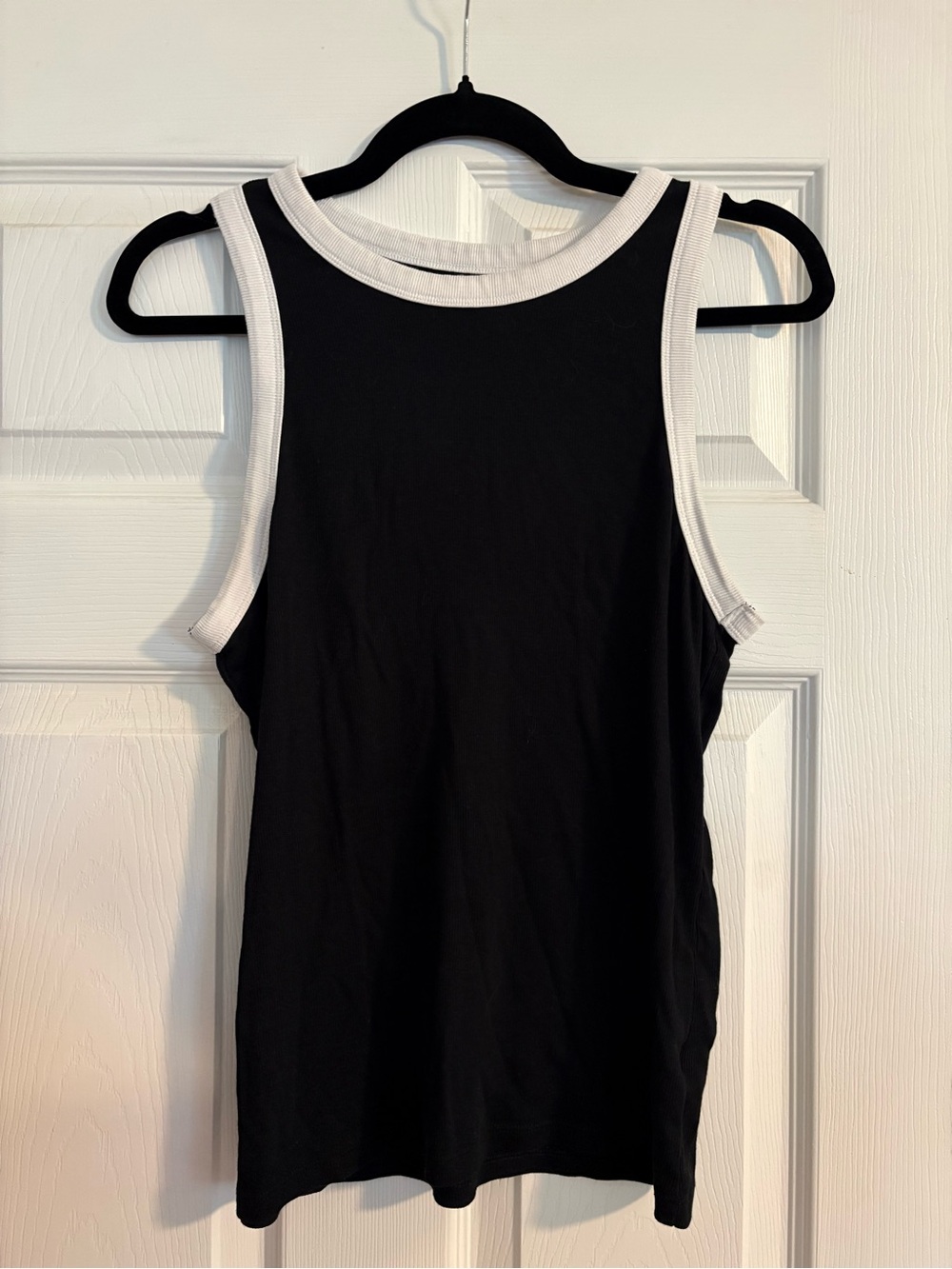 a new day Black Tank Top with White Trim - Women's Sleeveless Ribbed Tank